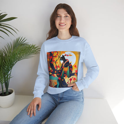 Black Cat in Kimono Unisex Heavy Blend™ Crewneck Sweatshirt