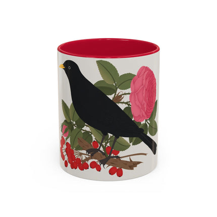 Blackbird & Rose Colorful Mugs – Timeless Elegance & Nature's Harmony