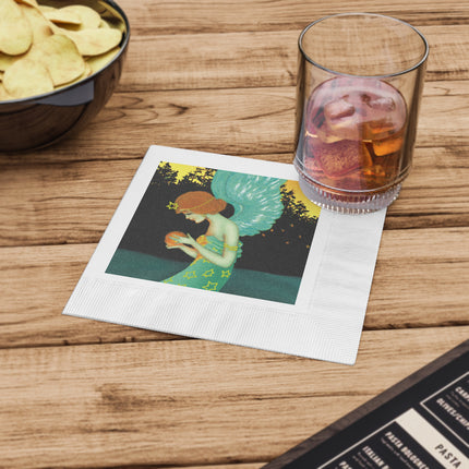 Twilight Angel White Coined Napkins