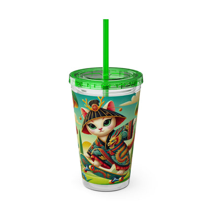 Dragon Dance on Wheels Sunsplash Tumbler with Straw, 16oz