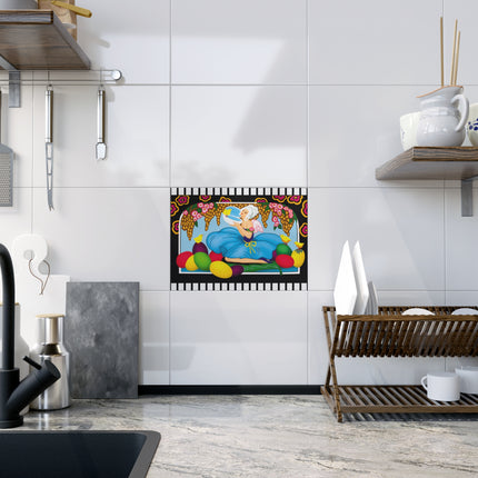 Blooms and Chicks Ceramic Tile