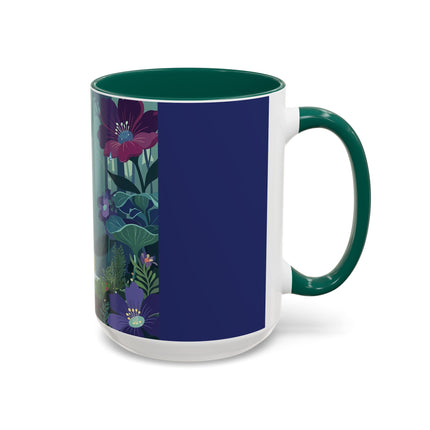 The Lady Of The Moonlit Fountain Colorful Mugs – Art Deco Botanical Serenity
