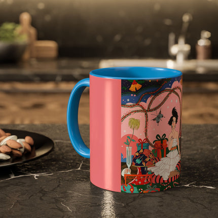 🎀🎄 Christmas Morning In The Rose Parlor Colorful Mug – Art Deco Holiday Fantasy