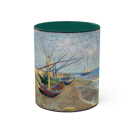 Fishing Boats on the Beach at Saintes-Maries by Vincent Van Gogh Colorful Mugs, 11oz