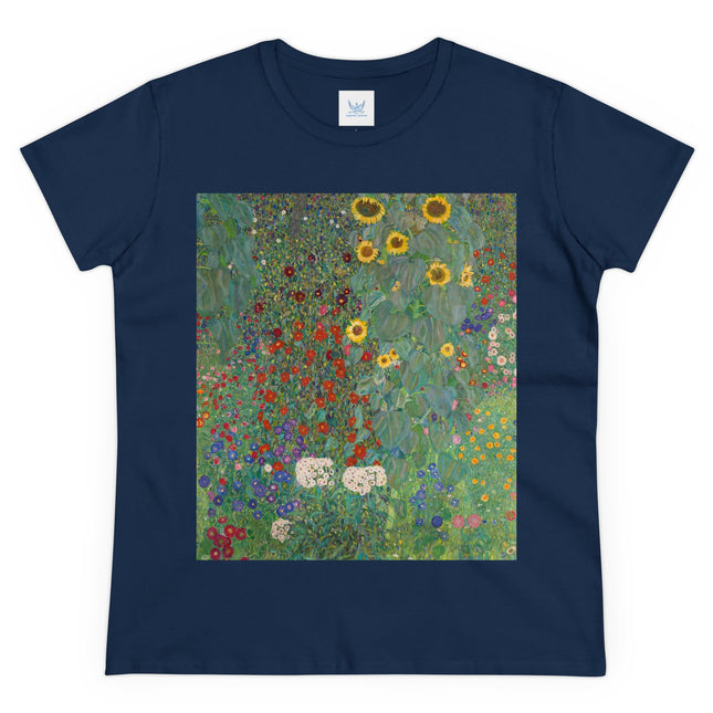 Farm Garden with Sunflowers by Gustav Klimt Women's Midweight Cotton Tee