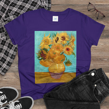 Vase with Twelve Sunflowers by Vincent van Gogh Women's Midweight Cotton Tee