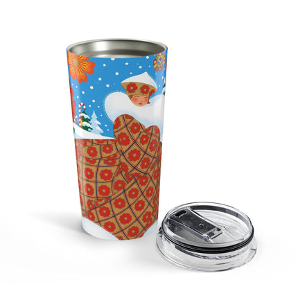 🌺❄️ The Lady Of The Winter Folk Bloom Tumbler – Art Deco Holiday Fantasy