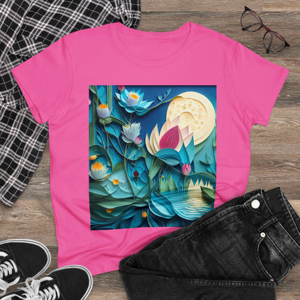 Ethereal Moonlit Lake Women's Midweight Cotton Tee