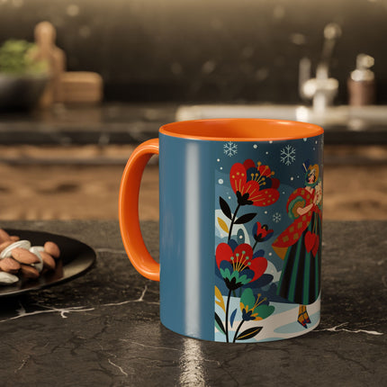 ❤️❄️ The Winter Heart Messenger Colorful Mug – Art Deco Snow Garden Fantasy