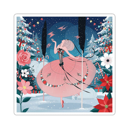 🎠❄️ The Christmas Carousel Dream Kiss-Cut Sticker – Art Deco Holiday Fantasy