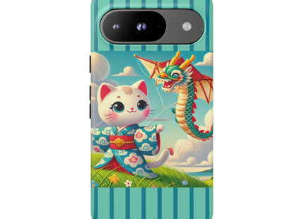 Geisha Kitten and the Dragon Kite Phone Cases