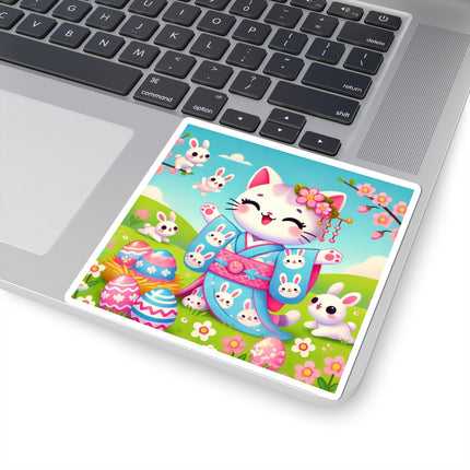 Springtime Kitten’s Easter Joy Kiss-Cut Stickers (4 Sizes)