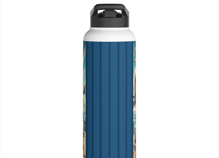 Geisha Kitten by the Seaside Stainless Steel Water Bottle, Standard Lid
