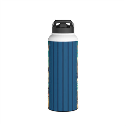 Geisha Kitten by the Seaside Stainless Steel Water Bottle, Standard Lid