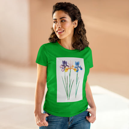 Women's Blue Iris Print Midweight Cotton Tee
