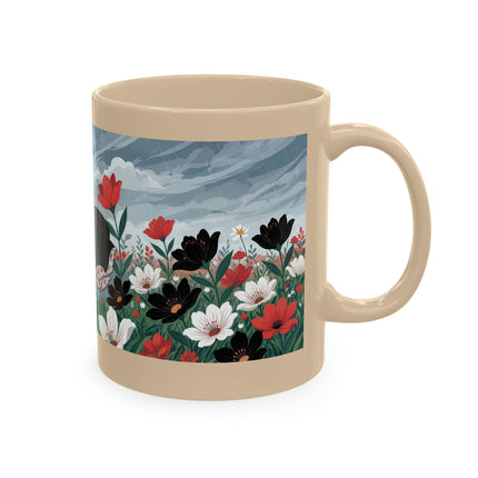 🌺☔ The Lady In The Stormy Flower Garden Ceramic Mug – Art Deco Fashion Elegance