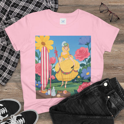 🌸🪞 The Lady Of The Flower Garden Mirror Cotton Tee – Art Deco Floral Fantasy
