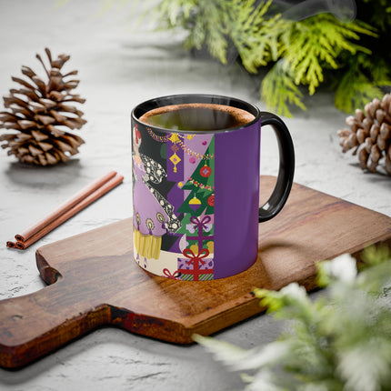 🎁✨ The Lavender Christmas Masquerade Colorful Mug – Art Deco Holiday Fantasy