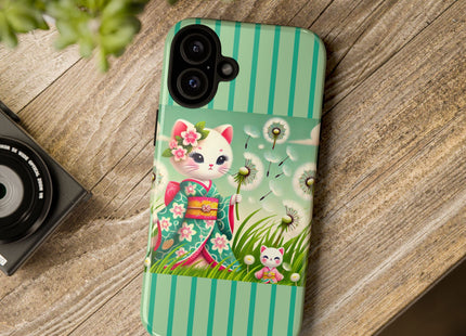 Geisha Kitten and the Dandelion Phone Cases