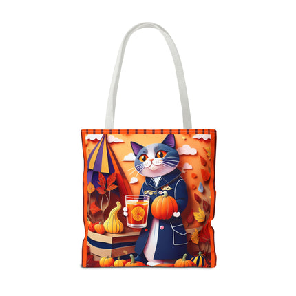 British Shorthair at an Autumn Market Tote Bag (AOP)