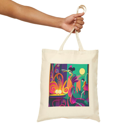 Dance of the Skeleton Ballerinas Cotton Canvas Tote Bag