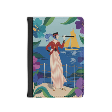 🌊🔭 The Lady Of The Seaside Lookout Passport Cover – Art Deco Nautical Adventure