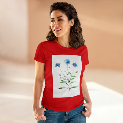 Blue Strawflower by Anselmus Boëtius de Boodt Women's Midweight Cotton Tee