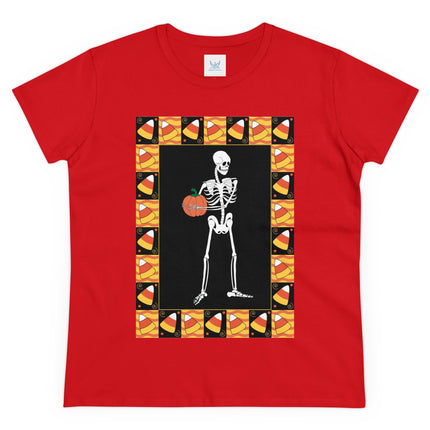 Candy Corn Skeleton Women's Midweight Cotton Tee
