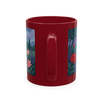 🌹💌 The Lady Blowing Kisses In The Rose Garden Ceramic Mug – Art Deco Floral Romance
