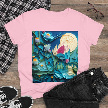 Ethereal Moonlit Lake Women's Midweight Cotton Tee