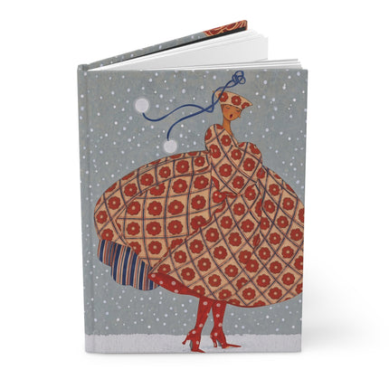 ❄️🌺 The Lady Of The Snowflake Flower Garden Hardcover Journal – Art Deco Winter Fashion Whimsy