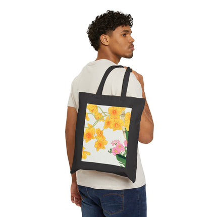 Golden Bow Orchid by Tanigami Kônan Cotton Canvas Tote Bag