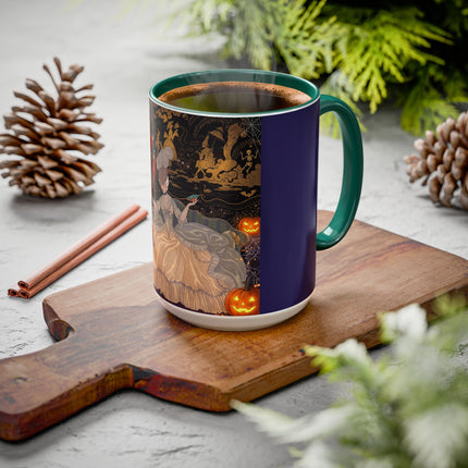 🌙🎃 The Moonlit Parlor Masquerade Colorful Mug – Elegant Halloween Romance