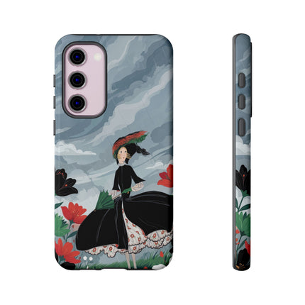 🌧️🌺 The Stormy Flower Walk Phone Case – Art Deco Floral Fashion