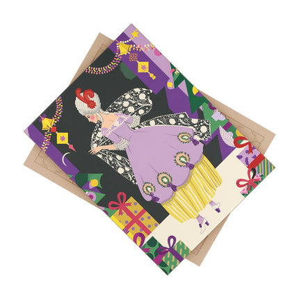 🎭🎄 The Lavender Christmas Masquerade Ceramic Tile – Art Deco Holiday Elegance