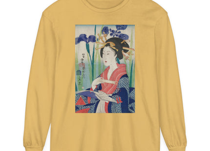 Woman with Bookmark and Book Garment-dyed Long Sleeve T-Shirt