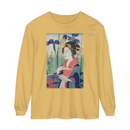 Woman with Bookmark and Book Garment-dyed Long Sleeve T-Shirt