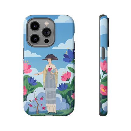 🌸🎩 The Lady Of The Grand Flower Garden Phone Case – Art Deco Fashion Illustration