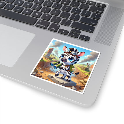 🦓🔭 The Zebra Lookout Kiss-Cut Sticker – Adventure, Curiosity & Explorer Spirit