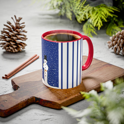 Snowman in Falling Snow Colorful Mugs (11oz, 15oz)