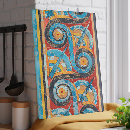 Reproduction of S-Spiral Frieze by Emile Gilliéron Glass Cutting Board