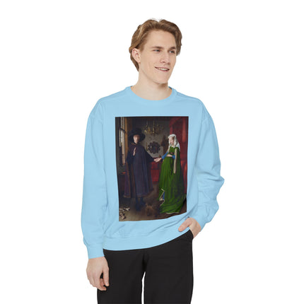 Arnolfini Portrait by Jan Van Eyck Unisex Garment-Dyed Sweatshirt