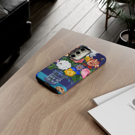 Midnight Floral Bouquet Phone Case – Vibrant Blooms & Enchanted Garden