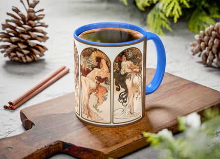 The Seasons by Alphonse Maria Mucha Colorful Mugs (11oz, 15oz)