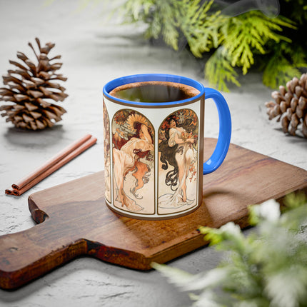 The Seasons by Alphonse Maria Mucha Colorful Mugs (11oz, 15oz)