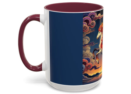 Flame-Winged Horse at Sunset Colorful Mugs (11oz, 15oz)