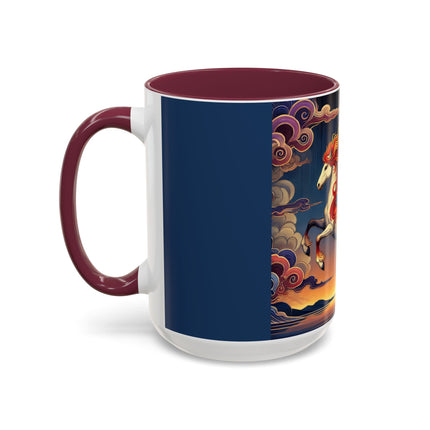 Flame-Winged Horse at Sunset Colorful Mugs (11oz, 15oz)