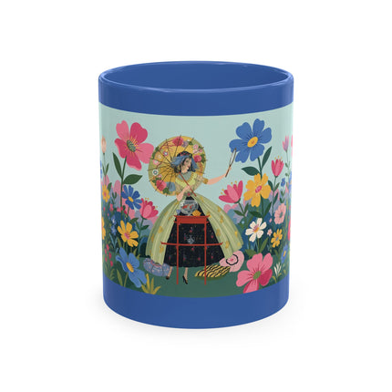 🌼🪭 The Lady Of The Grand Flower Garden Ceramic Mug – Art Deco Garden Whimsy