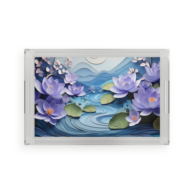 Tranquil Water Hyacinths Acrylic Serving Tray