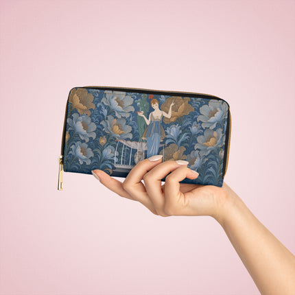 🌸🦚 The Enchanted Peacock Fountain Wallet – Art Deco Floral Elegance